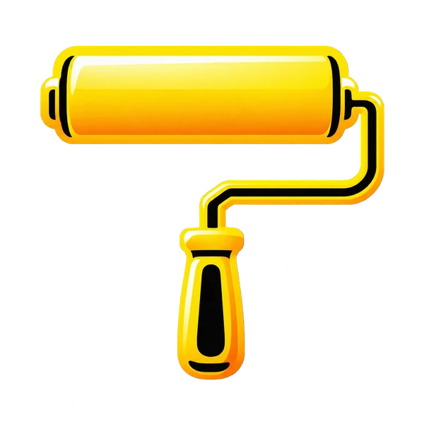 Yellow paint roller icon representing Claxe interior painting services in Tulsa, OK
